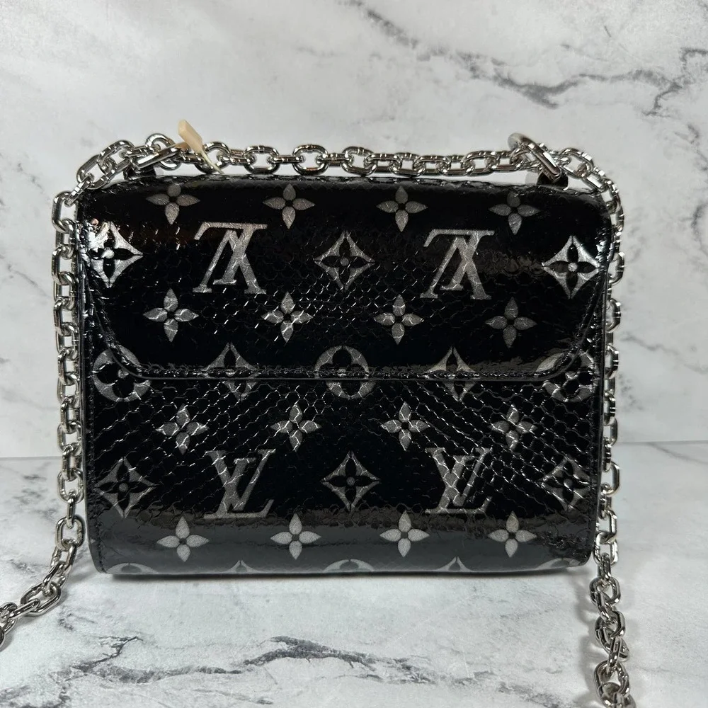 Louis Vuitton Python Twist Monogram Snakeskin Crossbody Bag PM Black/Silver LV - Picture 4 of 15